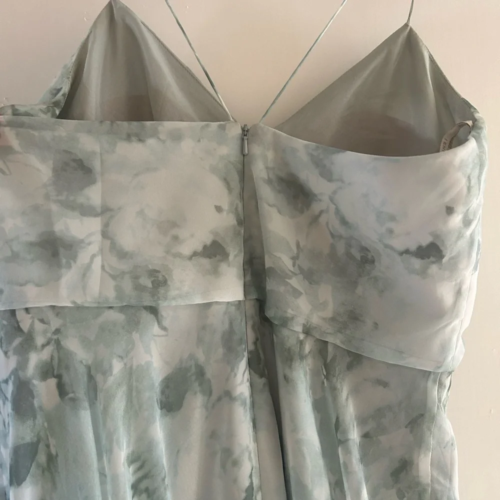 Jenny Yoo Inesse Light Blue Green Floral Maxi Dress Size 10 - Picture 5 of 9